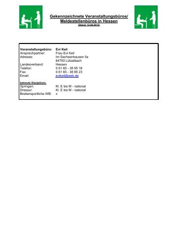 Gekennzeichnete Veranstaltungsbüros/ Meldestellenbüros in Hessen