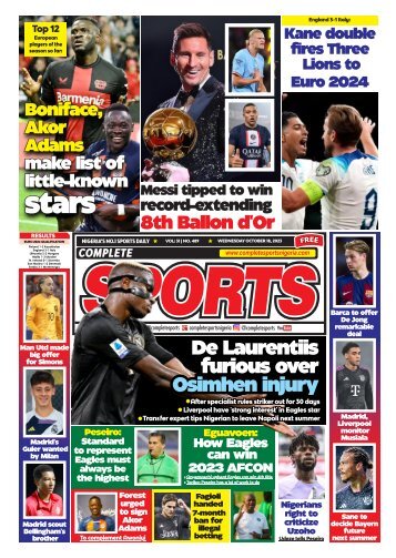 COMPLETE SPORTS - WEDNESDAY, OCT 18, 2023