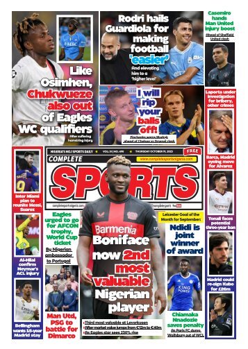 COMPLETE SPORTS - THURSDAY, OCT 19, 2023