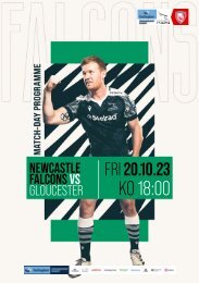 Newcastle Falcons Vs Gloucester Rugby Programme