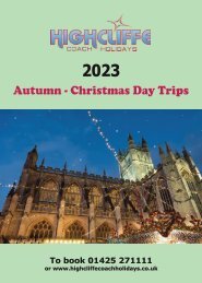 Highcliffe Coach Holidays - 2023 Day Excursions - Autumn-Winter 2023