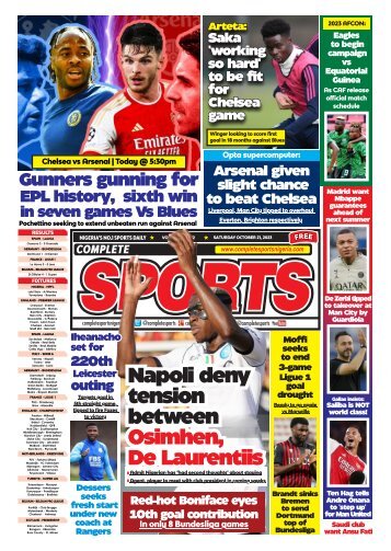 COMPLETE SPORTS - SATURDAY, OCT 21, 2023