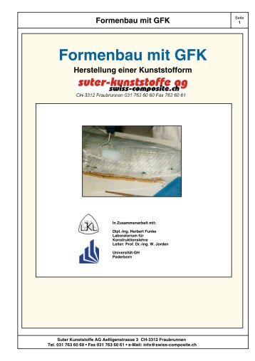 Formenbau mit GFK - Suter Swiss-Composite Group