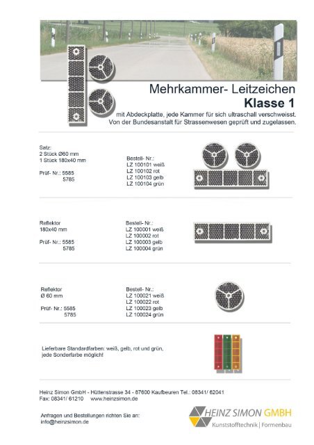 Reflektor Klasse1.pdf - Heinz Simon GmbH