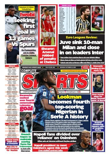 COMPLETE SPORTS - MONDAY, OCT 23, 2023