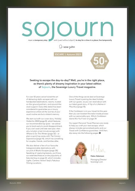 Sojourn | Sovereign Luxury Travel Magazine Autumn 2023