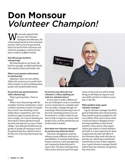 Volunteer Matters, Vol I Ed I, 2023