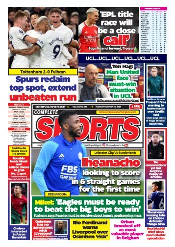 COMPLETE SPORTS - TUESDAY, OCT 24, 2023