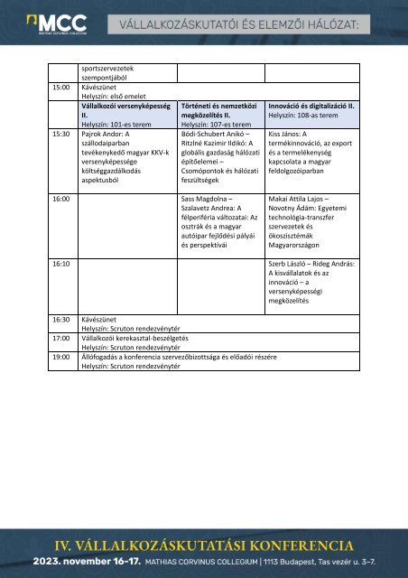 IV. Vállalkozáskutatási Konferencia