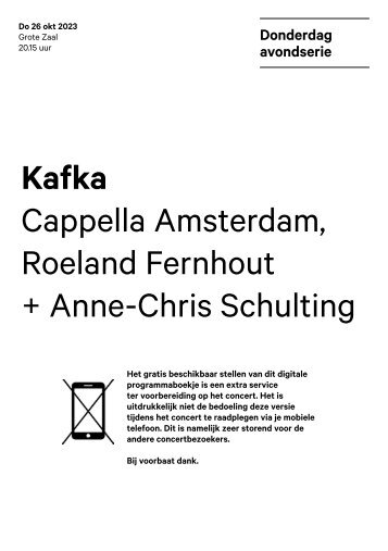 2023 10 26 Kafka - Cappella Amsterdam, Roeland Fernhout + Anne-Chris Schulting