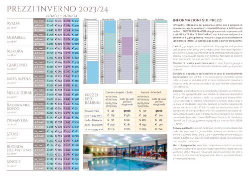 MIRABELL DOLOMITES HOTEL - CATALOGO VACANZE INVERNO 2023-24