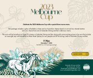 Celebrate the 2023 Melbourne Cup with a special three-course menu