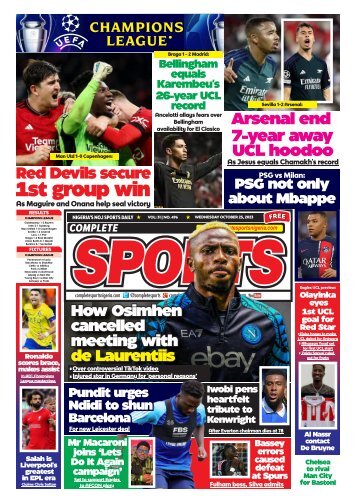 COMPLETE SPORTS - WEDNESDAY, OCT 25, 2023