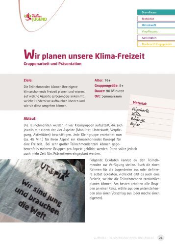 Wir planen unsere Klimafreizeit