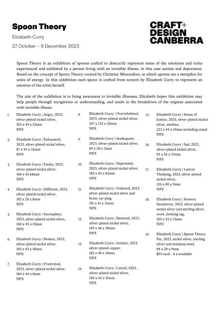 Spoon Theory + 2023 Annual Members Exhibtion Online Room Sheet