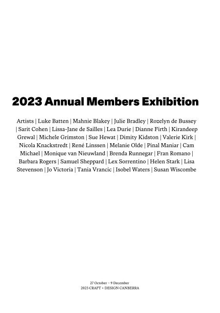 2023 Members Exhibition Catalogue
