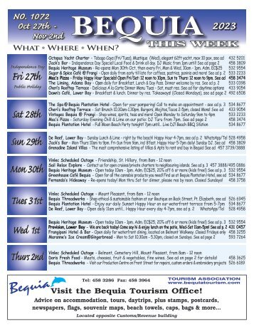 Bequia this Week - 27th October - 2nd November 2023