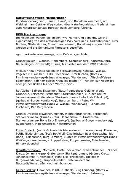 Pwv Markierungen Stadt Pirmasens