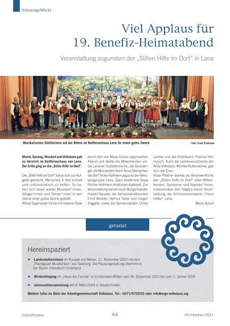 Kulturfenster Nr. 05|2023 - Oktober 2023