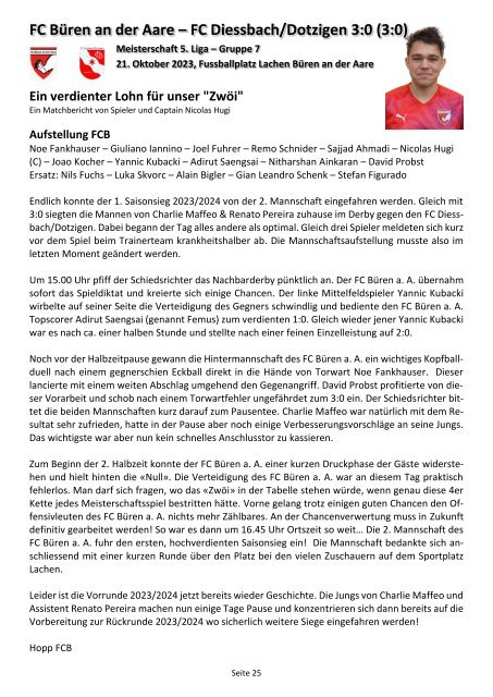 FCB - Teams Ins/Müntschemier 28. Oktober 2023