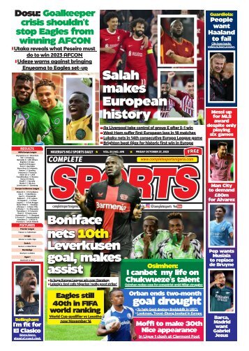 COMPLETE SPORTS - FRIDAY, OCT 27, 2023