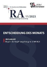 RA 11/2023 - Entscheidung des Monats