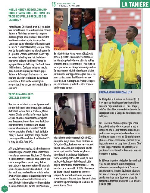 Journal wiwsport n301 - 27 octobre 2023