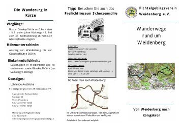 Weglänge: Einkehrmöglichkeit - Fichtelgebirgsverein Weidenberg