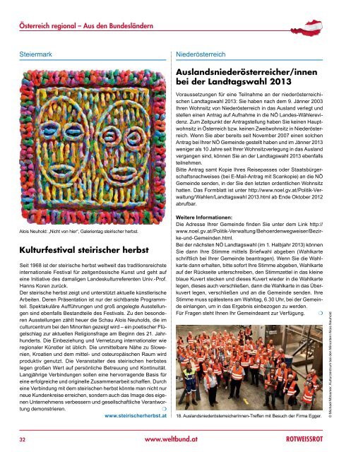 ROTWEISSROT Ausgabe IV/2012 - Auslandsösterreicher-Weltbund