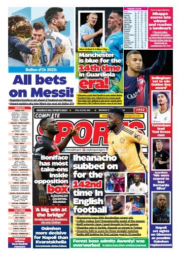 COMPLETE SPORTS - MONDAY, OCT 30, 2023