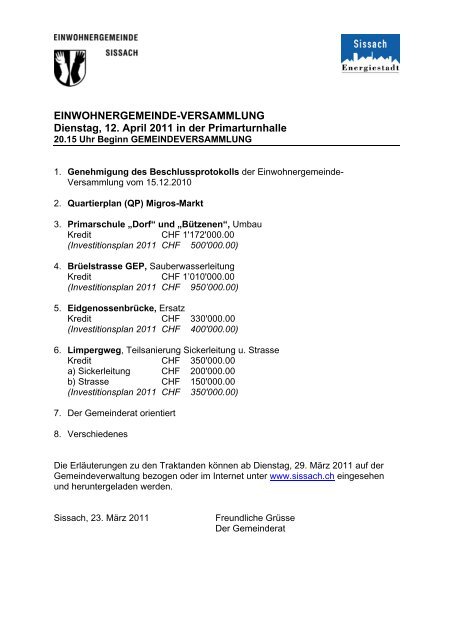 April 11 Gemeinde Sissach