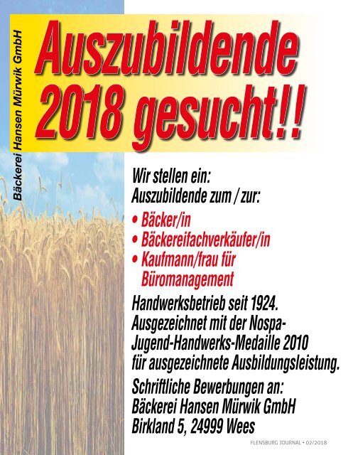 Flensburg Journal Ausgabe 185 - Februar 2018