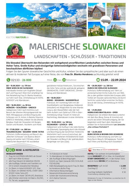 Studien- & Erlebnis-Reise 2024 • MALERISCHE SLOWAKEI