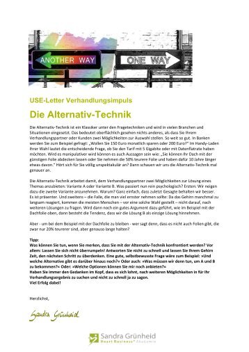 USE-Letter6 Die Alternativ-Technik