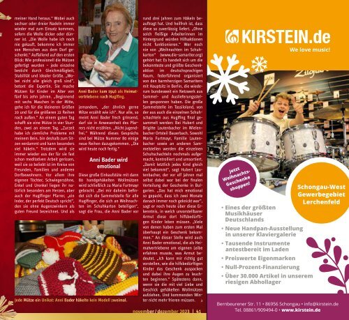 tassilo - das Magazin rund um Weilheim und die Seen - Ausgabe November/Dezember 2023
