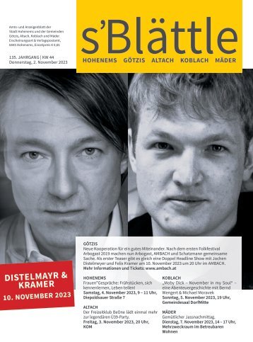 s'Blättle Nr. 44 - Do, 02. November 2023