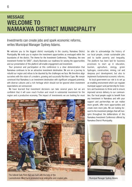Namakwa District Municipality Investment Prospectus