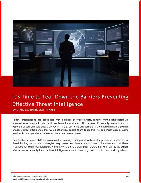 The Cyber Defense eMagazine November Edition for 2023