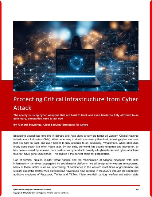 The Cyber Defense eMagazine November Edition for 2023