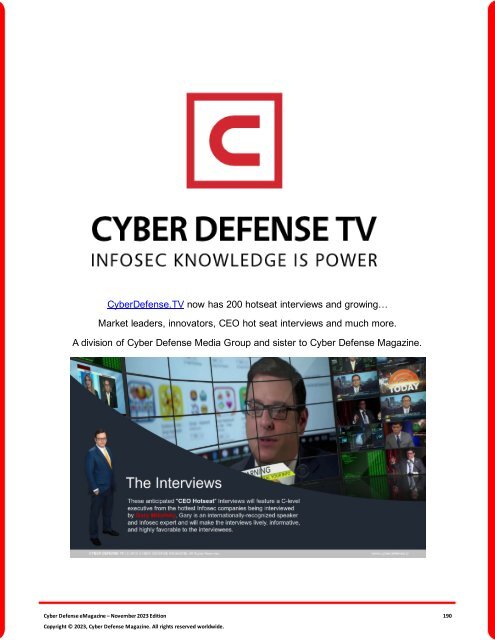 The Cyber Defense eMagazine November Edition for 2023