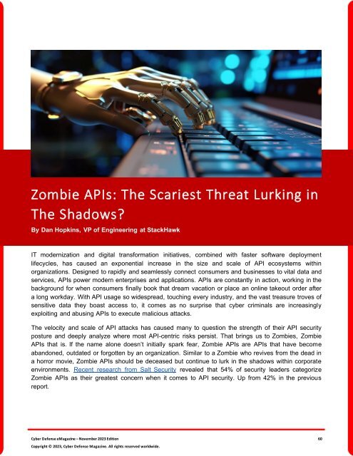 The Cyber Defense eMagazine November Edition for 2023