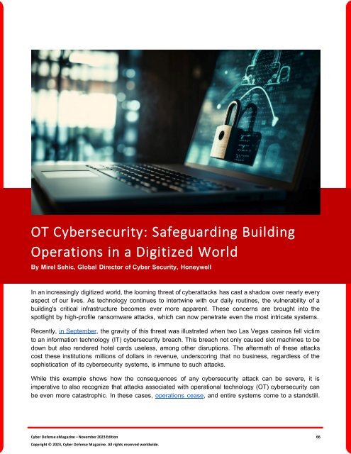 The Cyber Defense eMagazine November Edition for 2023