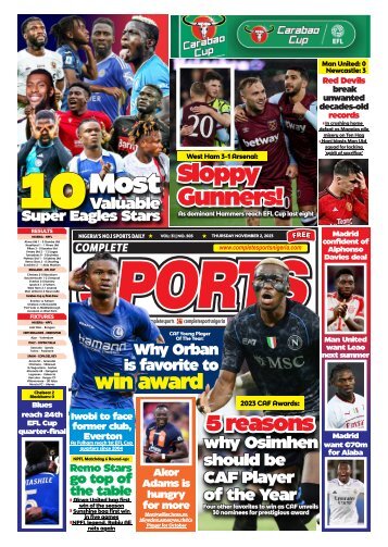 COMPLETE SPORTS - THURSDAY, NOV 2, 2023