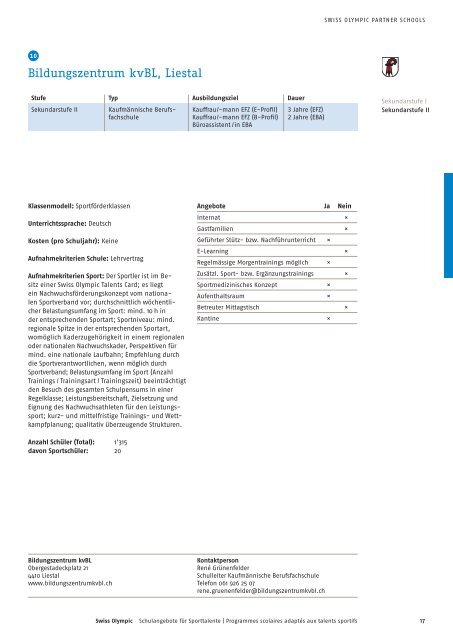 Schulangebote für Sporttalente 2012/2013 - Swiss Olympic