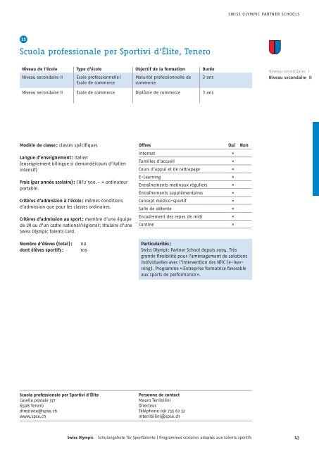 Schulangebote für Sporttalente 2012/2013 - Swiss Olympic