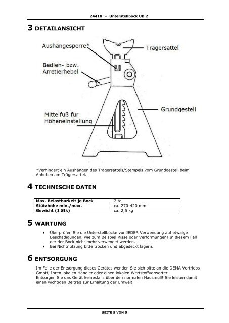 Unterstellbock Bock Wagenheber Heber Werkstatt Stütze PDF Halter paar Unterstellbock/abstellbock/wagenheber Abstützbock Stützbock Abstellbock Wagenbock Paar Tonnen 910261 24418 4031765244183 Stabilo-Fachmarkt.de Dema