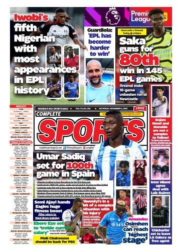 COMPLETE SPORTS - SATURDAY, NOV 4, 2023