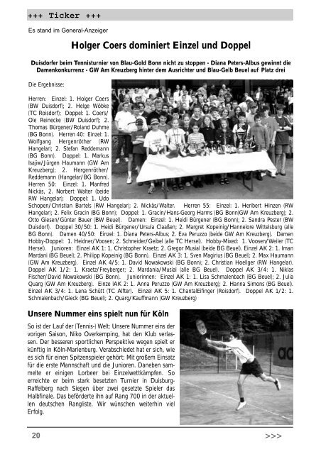 Medenspiele 2002 - Tennisclubs Grün Weiß Am Kreuzberg