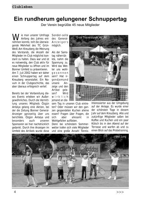 Medenspiele 2002 - Tennisclubs Grün Weiß Am Kreuzberg