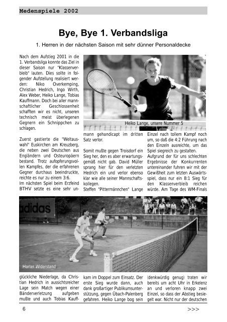 Medenspiele 2002 - Tennisclubs Grün Weiß Am Kreuzberg